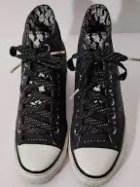 Sketchers Daddy’s Black High-Top Canvas Sneakers Rhinestones SZ 8.5
